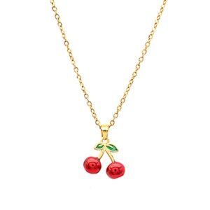 Cherry Pendant Stainless Steel Necklace